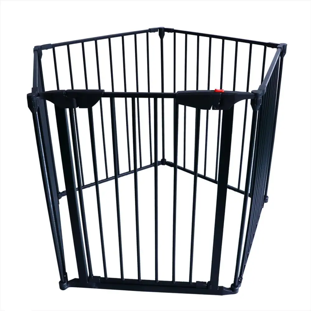 
5 panels automatic closing foldable metal baby play fence fireplace fence 