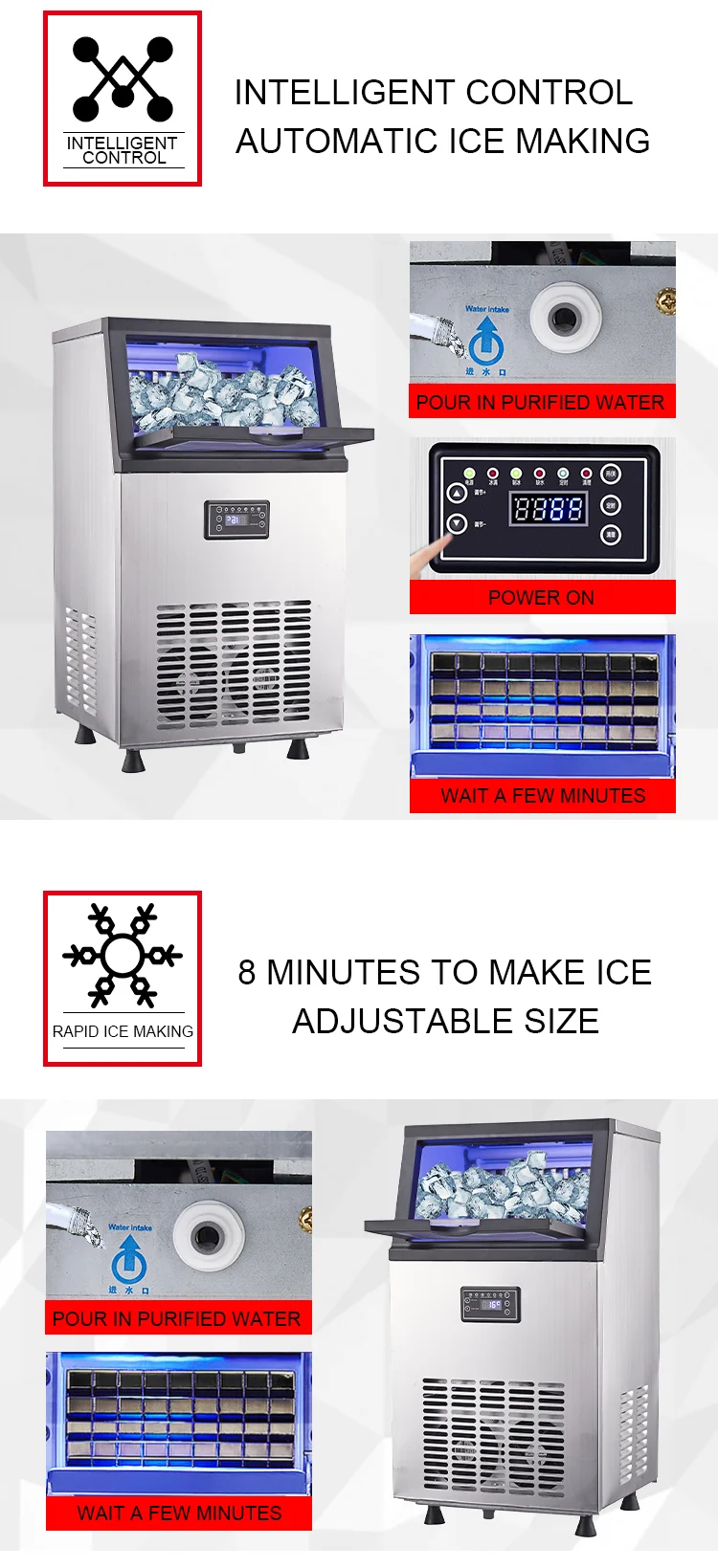 Bar&Restaurant instant Ice Maker Commercial Ice Cube Maker Machine for Restaurant/Hotels