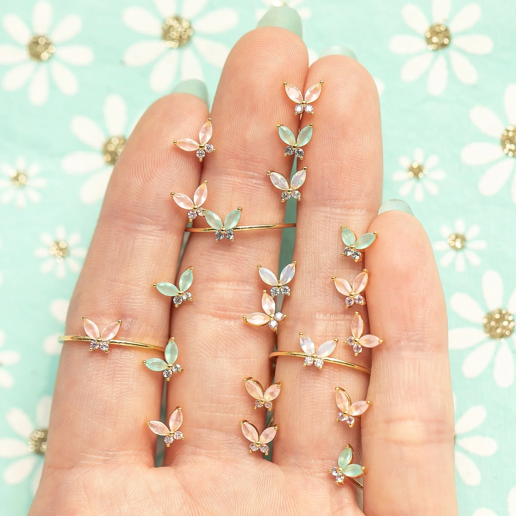 

925 silver gold plated mini butterfly women jewelry bling cz cute mini stud earring, Picture