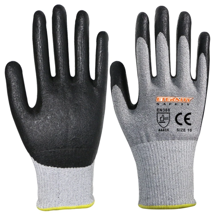 
HPPE lunar foam nitrile coating gloves sticky excellent grip for glass industry cut resistant hand work  (62552002260)
