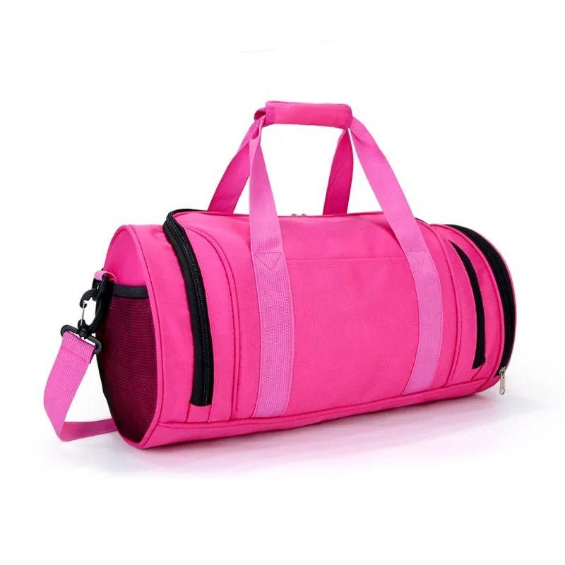 

Waterproof Pink sport duffle gym bag custom logo Overnight Dance Yoga Fitness travel weekend bag women With Shoe Compartment