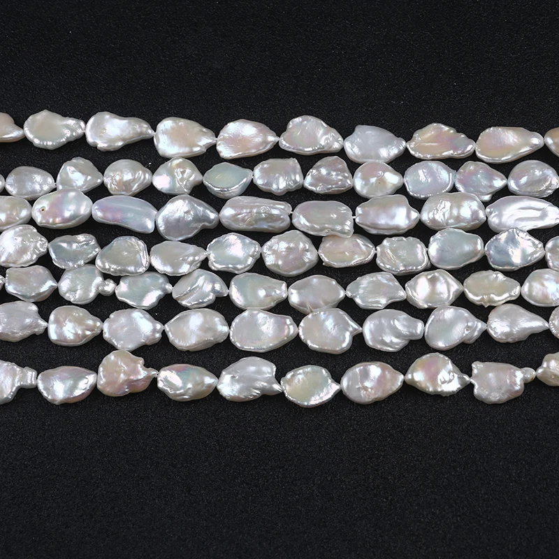 

Natural white 13-14mm loose keshi pearl beads strand for jewelry making