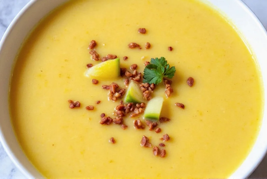 Bowl of steaming egg flower soup with herbs