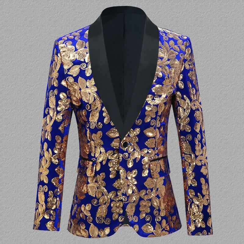 gold floral blazer