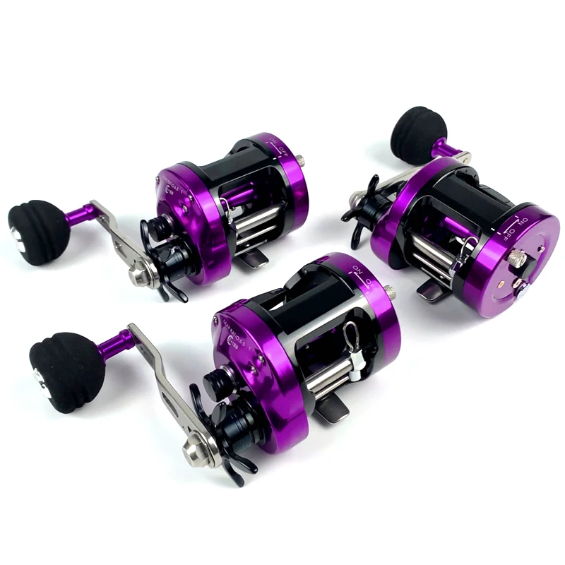 

Cheap Fly Fishing Raft Casting Durm Wheel For Saltwater Tackle Trolling Fishing Reel Bait Casting Boat Cast Drum Fishing Reel, Purple