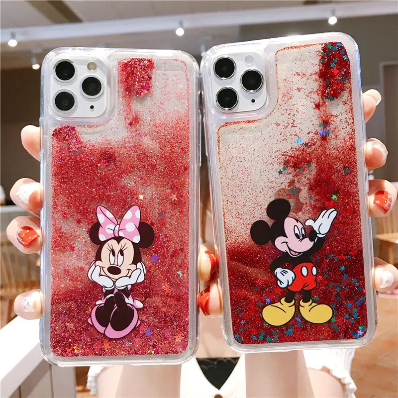 

Stitch Minnie Mickey Quicksand Glitter Liquid Soft Case Cover for iPhone XS MAX X 7 8Plus 6 6S Plus, Colorful