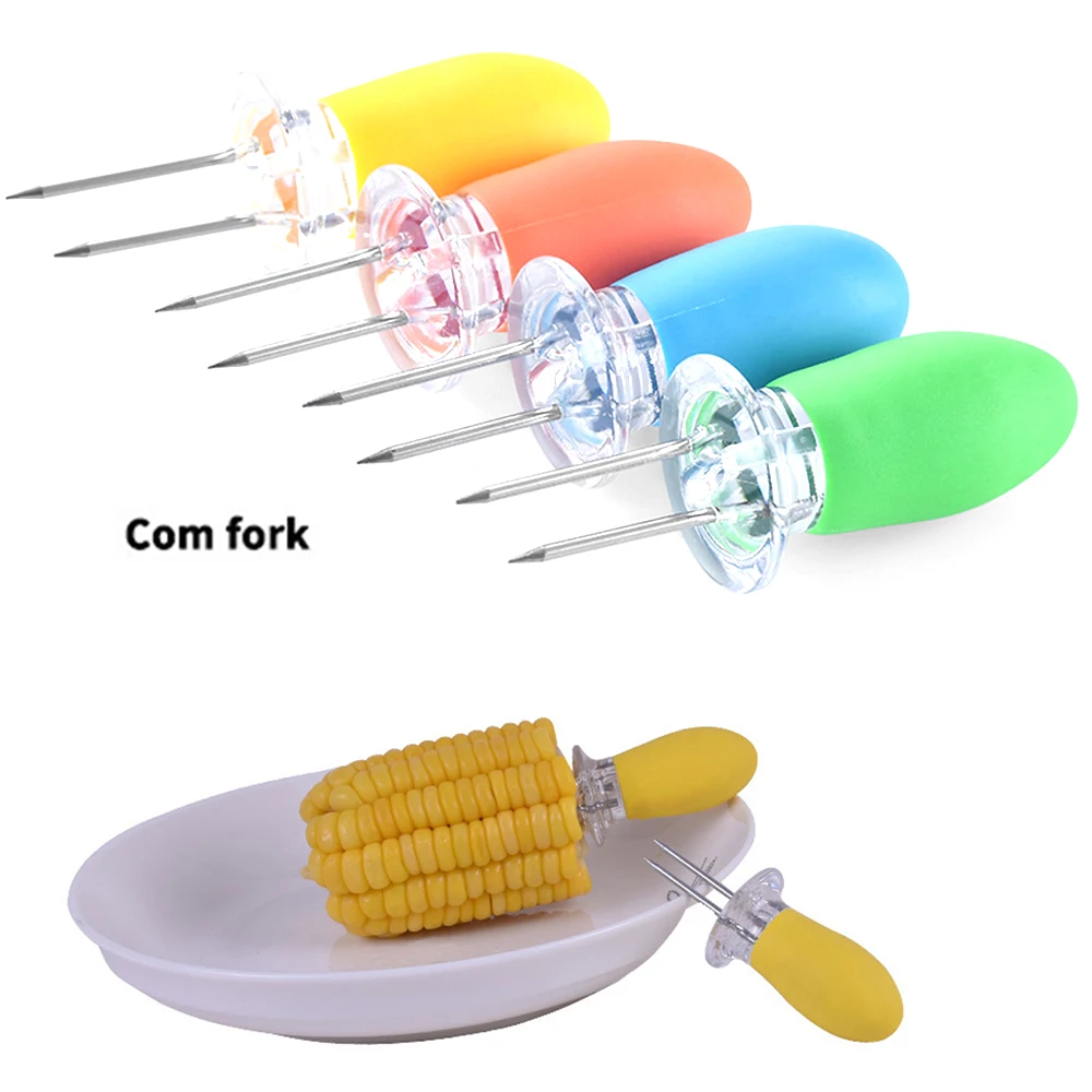 

Corn On The Cob Holders Stainless Steel BBQ Prongs Skewers Needle Prongs For BBQ Barbecue Hand Tools Kichen Accessories, White