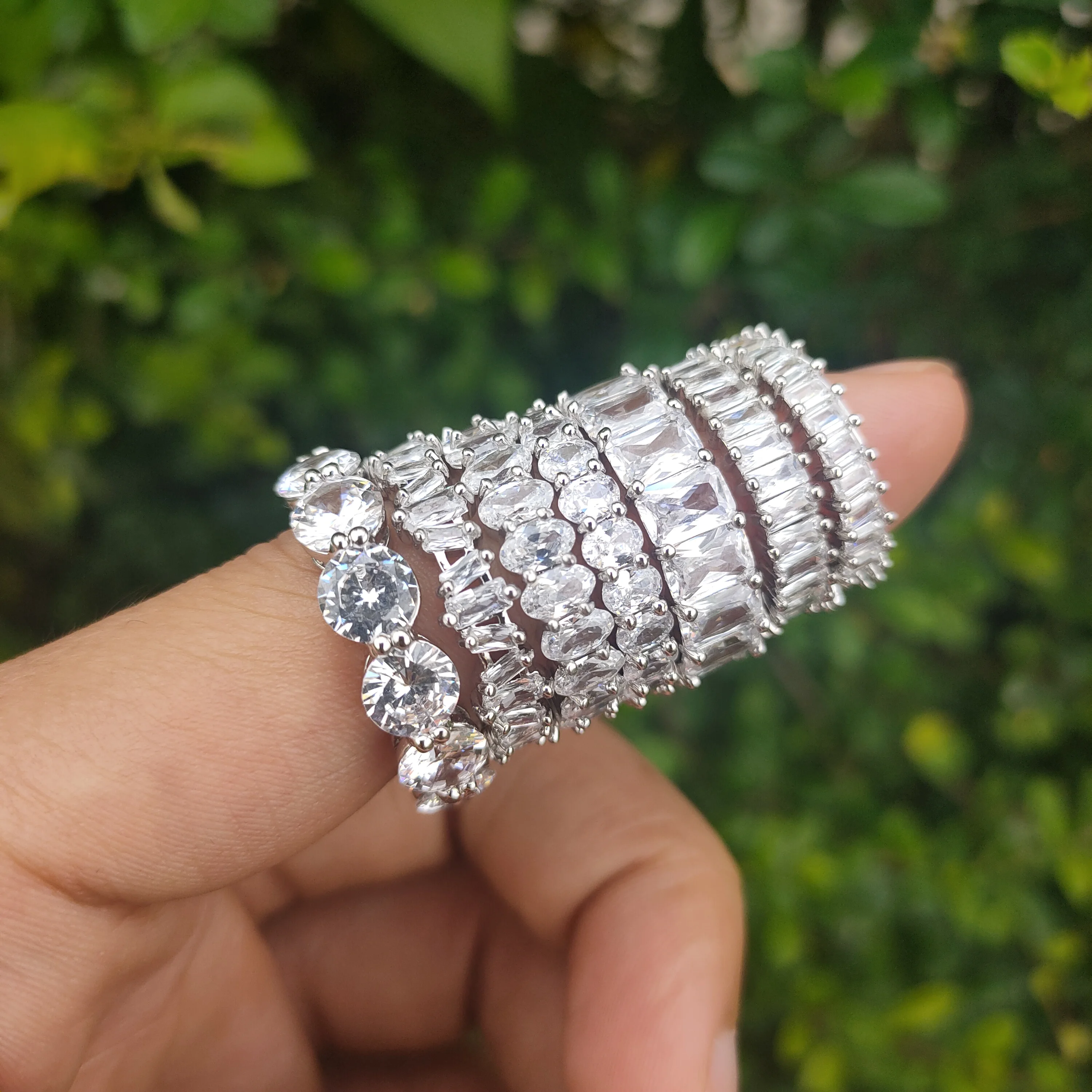 

Engagement rings zircon baguette bling 925 silver plated Ring women, Silver/ gold