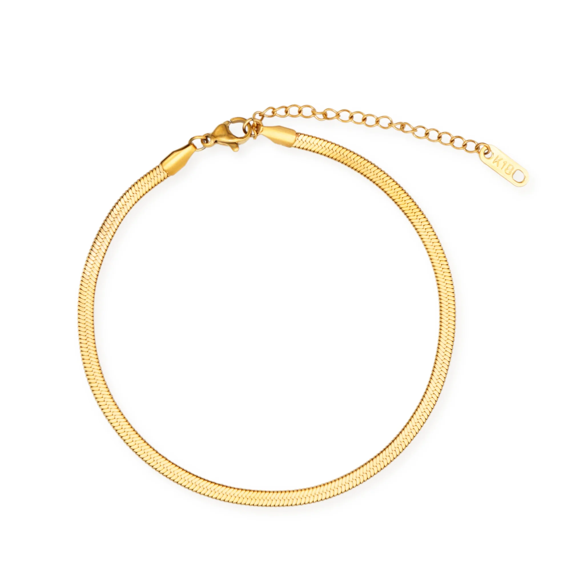

Chris April in stock fashion jewellery 316L stainless steel PVD gold plated non-tarnish herringbone chain anklet