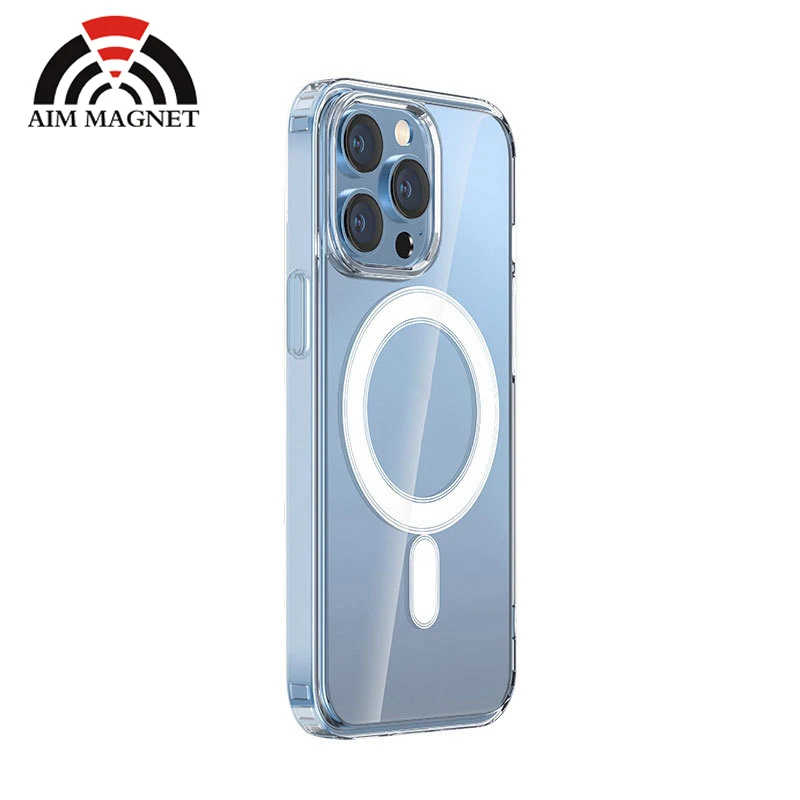 

Wireless charging clear shockproof magnetic neodymium phone case for iPhone 13 14 15 Plus Pro Max with N52 magnet and MagSafe.