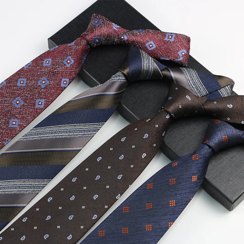 Hot Selling Men's 8cm Formal Necktie Geometric Pattern Business Polyester Tie Accessories for Parties