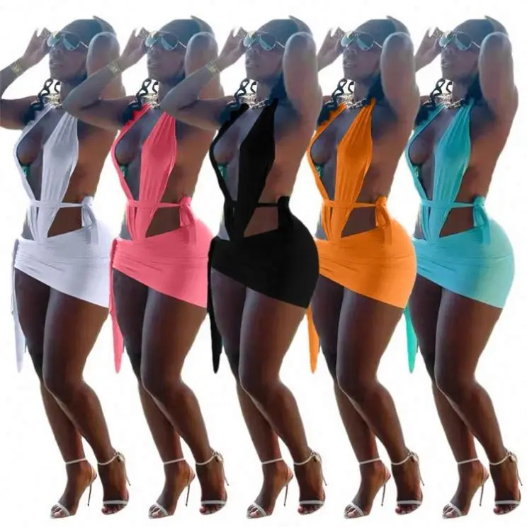 

2021 Solid Bandage Summer Swimwear Women Sexy Bikini Two Piece Swimsuit