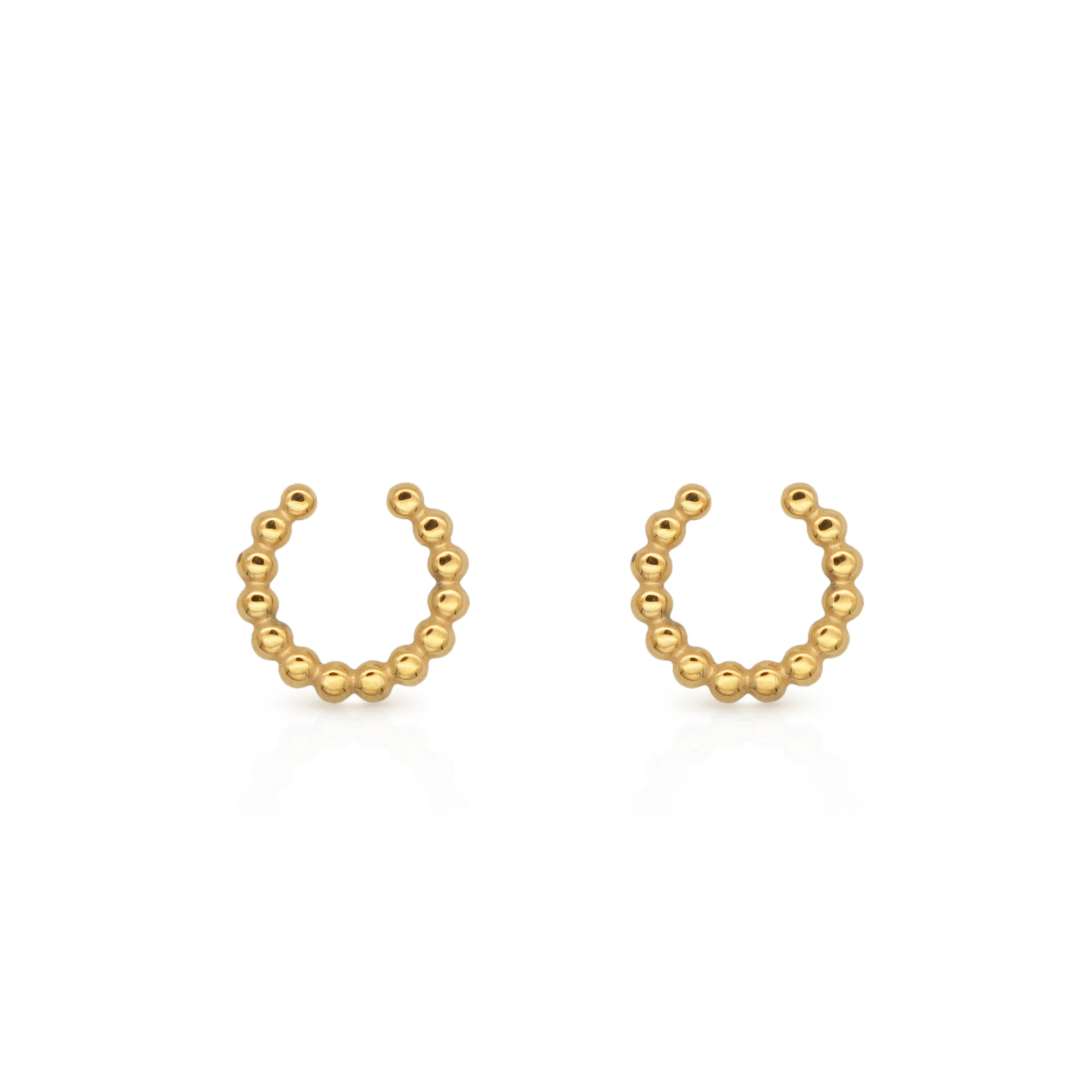

Chris April in stock PVD gold plated 316L stainless steel beads ear clips simple ear cuff for women