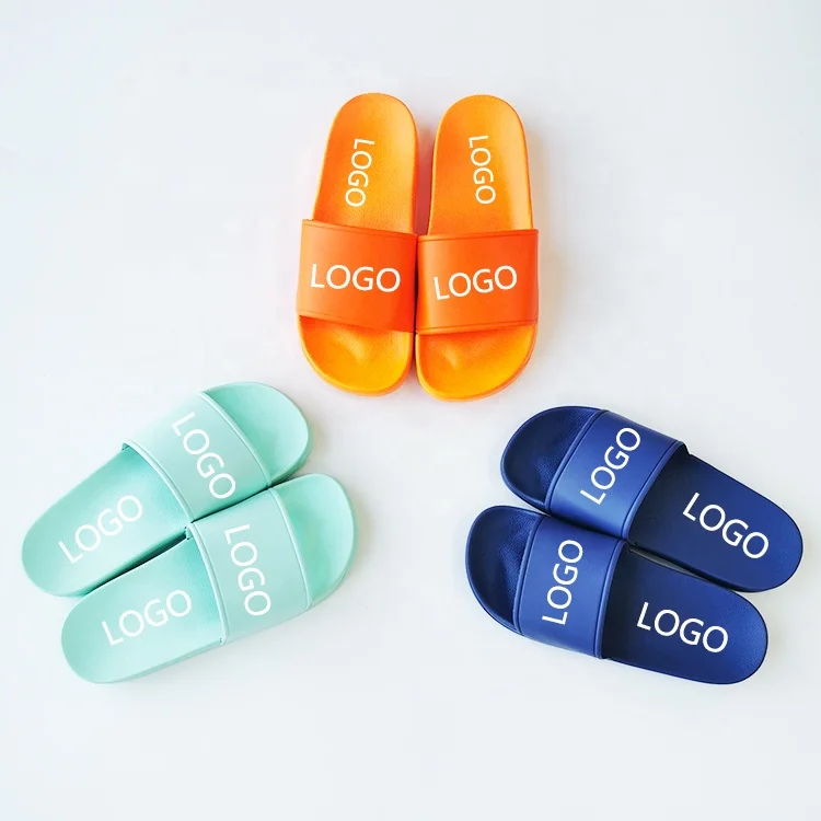 

Hot Sale Custom Design made logo slides house slippers unisex with logo for female women Custom Logo PVC Slides Slippers