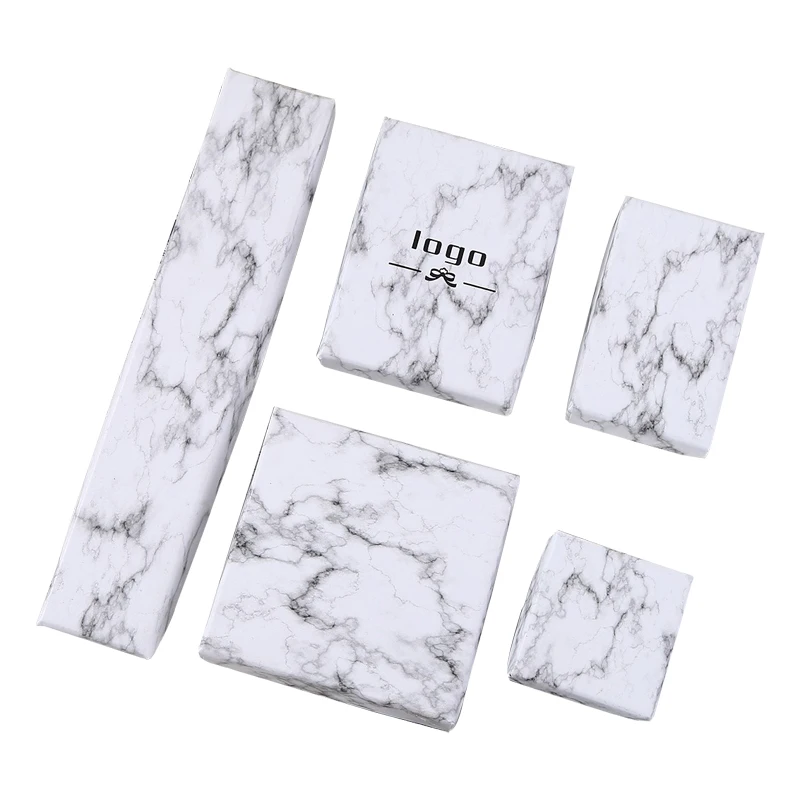 

Marble hard cardboard jewelry gift box sets for necklace earrings bracelet custom logo, Cmyk / customization