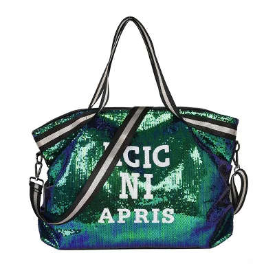 

Fashion sequins short distance large capacity makeup shoulder tote bag