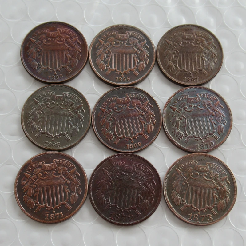 

Reproduction US Two Cent Whole Set of 9 pcs (1865-1873) 100% Copper Coin