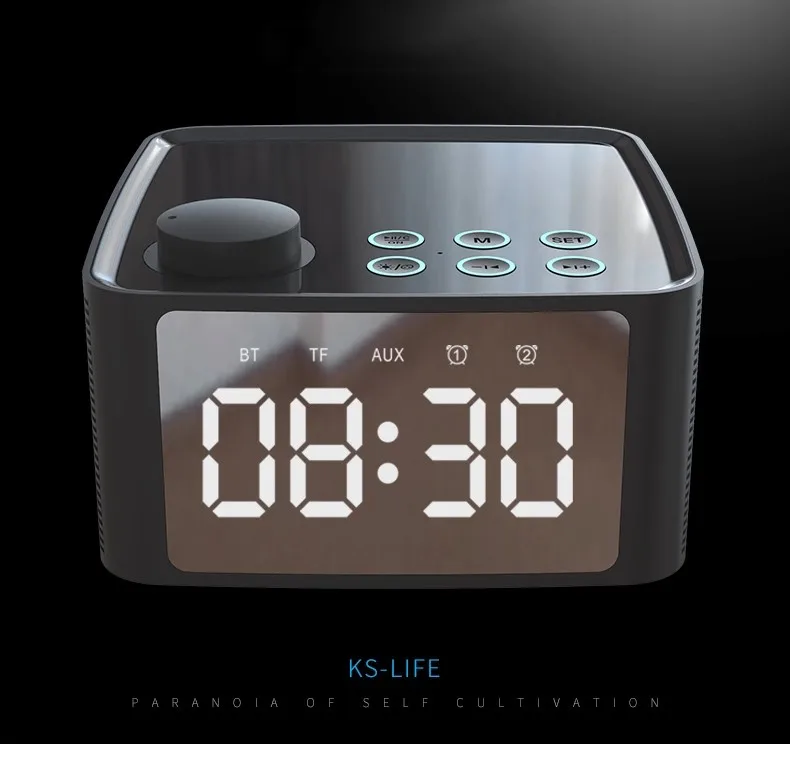 Bluetooth speaker mini portable wireless speaker with mobile phone holder bass sound bluetooth speaker with LED clock - ANKUX Tech Co., Ltd