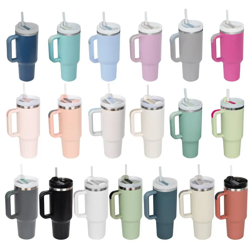 

Quencher cups stainless steel vacuum travel mug adventure sport bottles 40oz tumbler with handle