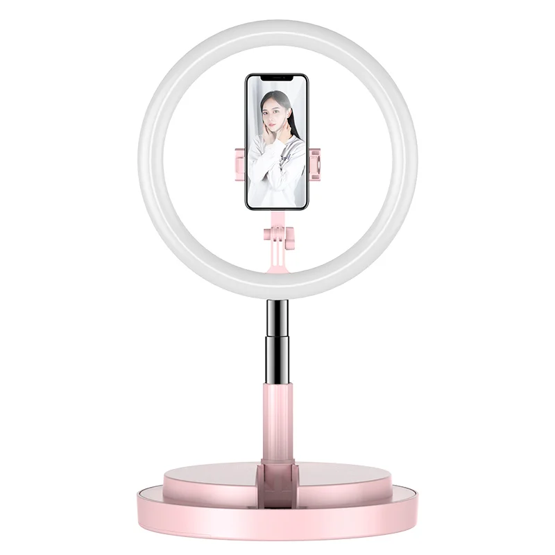 

Y2 10 inch RGB Foldable Warm Led Ring Light Pink Table Stand Lamp,Extendable Cordless Portable Colorful Ring Light