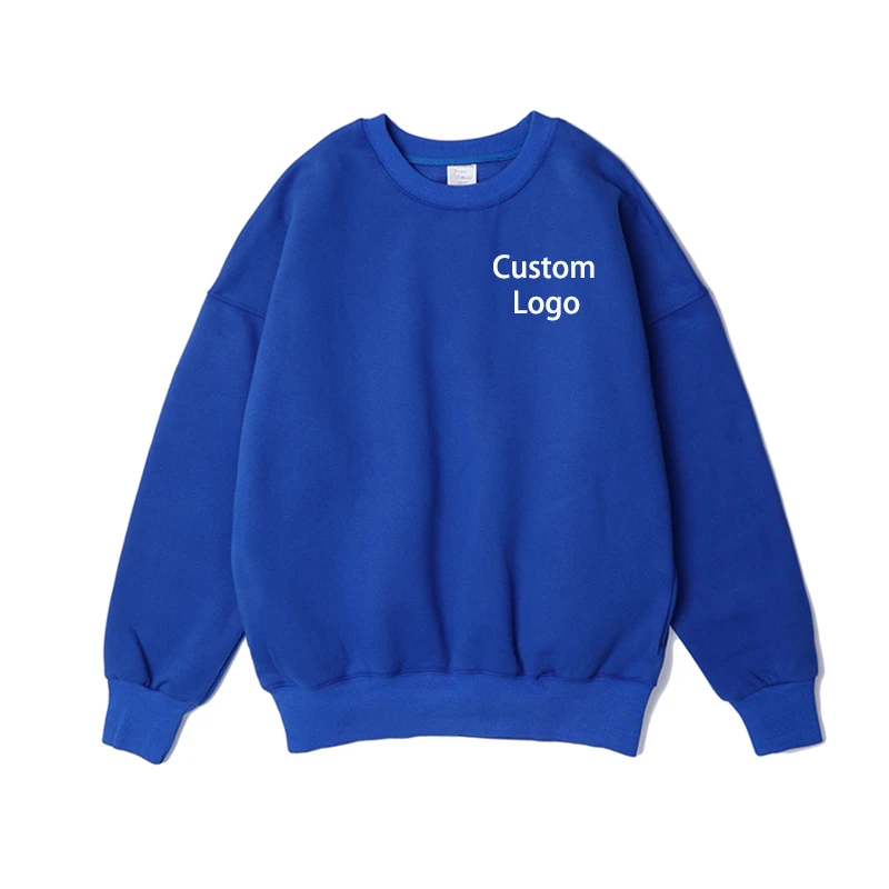 

2021 OEM Custom Logo Cotton 100% French Terry Blank Black Blue Oversized Men Crewneck Sweatshirt