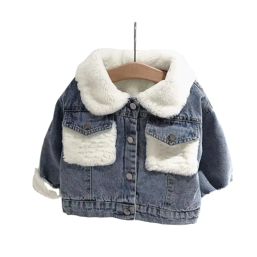 

Winter new Korean boys and girls imitated rabbit fur denim thick coat