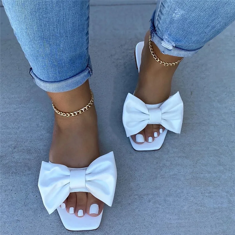 

Hot selling summer women's shoes fashion sexy bow slippers ladies cute leopard flat sandals, As the picture show
