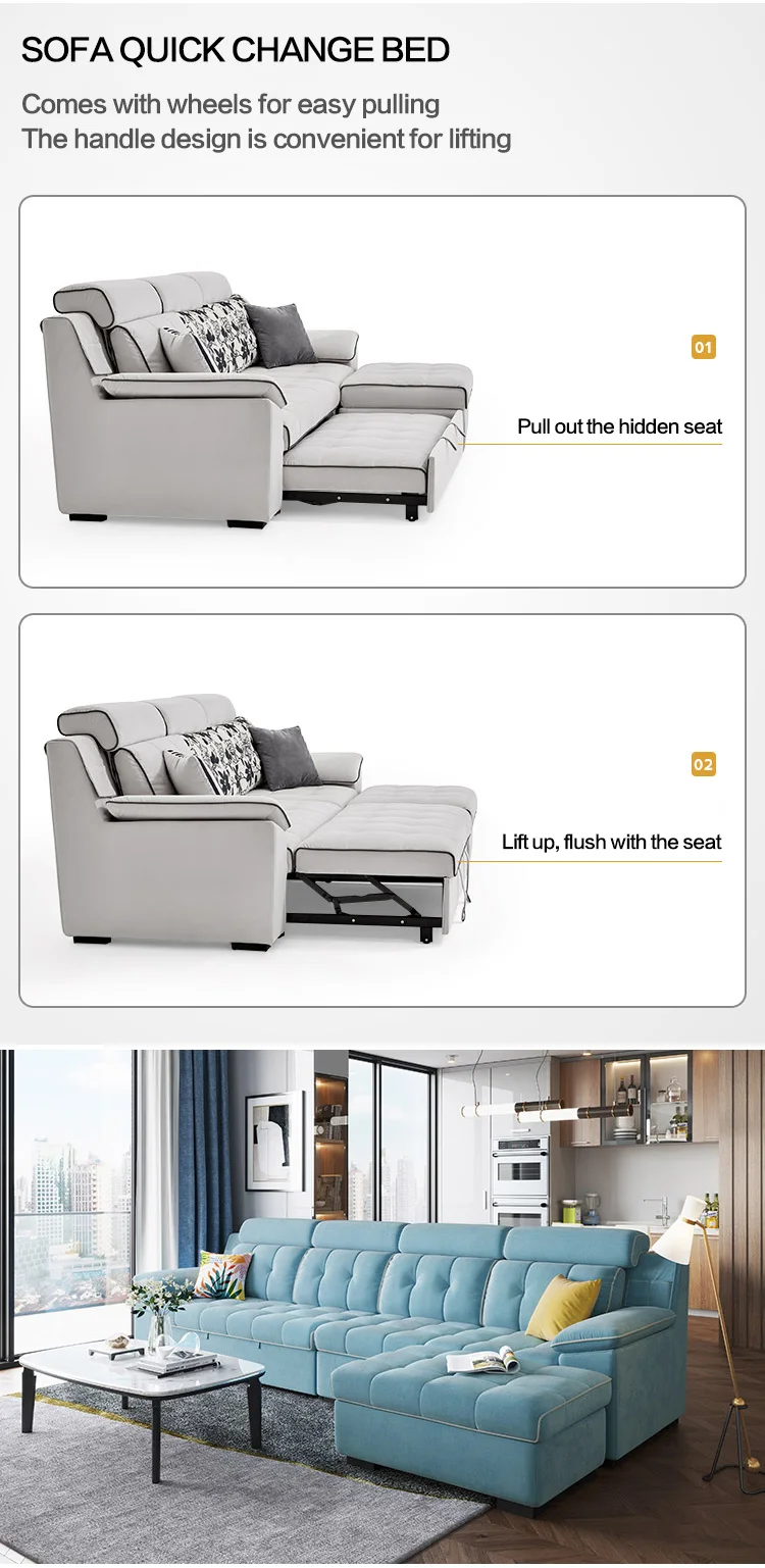Reclinable Furniture Living Room Modern Sectional Fabric Sofas Set