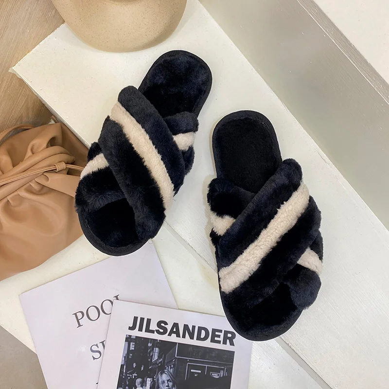 

Winter fashion Mixed Color Shoe Women Faux rex rabbit Fur Slippers Hot Selling Slipper Slides for women girl, Red,blue ,green ,orange ,brown