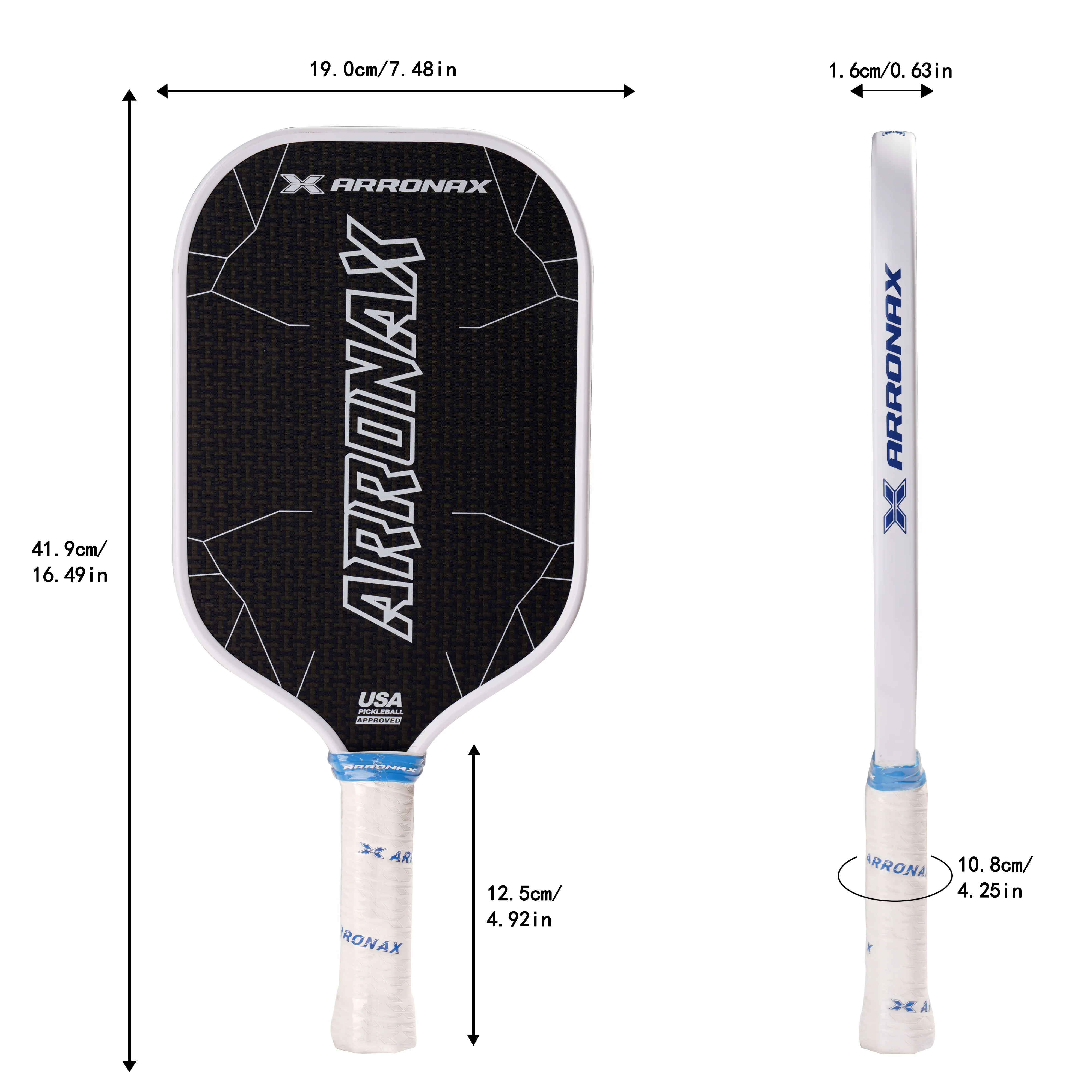 Arronax New Arrival 16mm Blue Mixed Aramid Unibody Foam Build Edging Rough Surface Pickleball Paddle Thermoformed