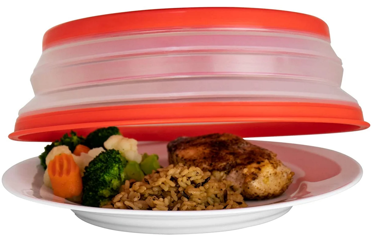 Vented Collapsible Microwave Food Cover With Easy Grip Handledishwasher Safebpa Free Silicone 6704