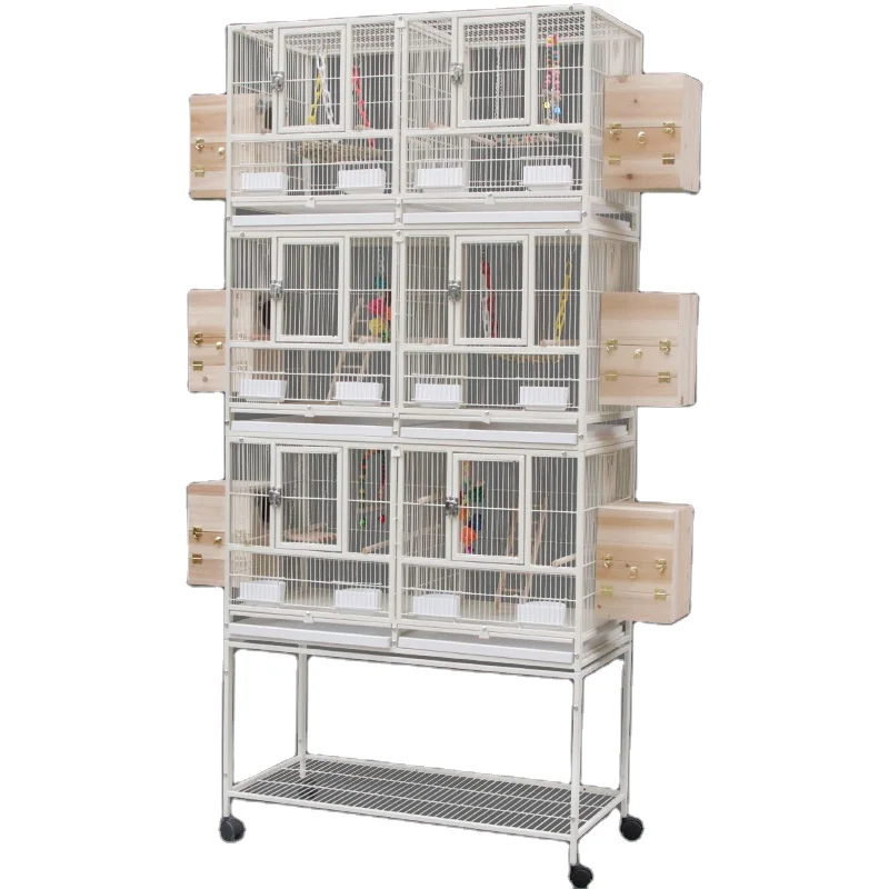 

Luxury 3 Layer Low Carbon Steel Partitioned Stackable Large Breeding Bird Cage Parrot For Sale, White