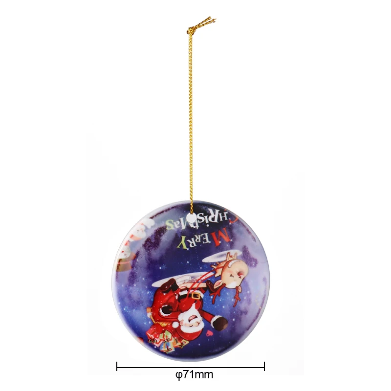 

3 inch Round Circle Custom Sublimation Blank Ceramic Christmas Ornaments Flat Christmas Ornament