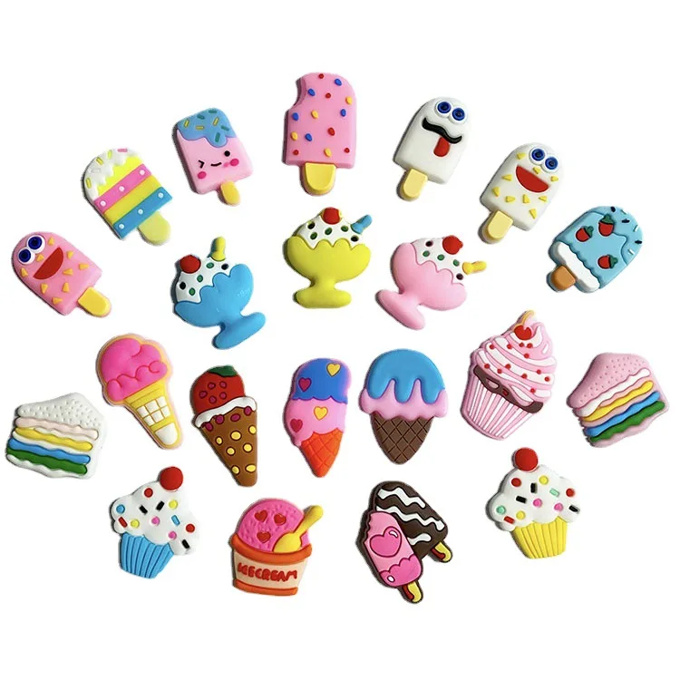 

2022 new hot ice cream series designer charm PVC wholesale clogs amulet croc shoes accessories