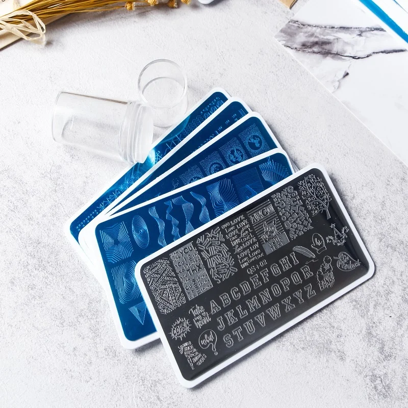 

New Arrival Wholesale Supplier Nail Art Stamping Plate Flower Design Gel Kit Tools QS Brand With Stainless Steel Plate In Stocks