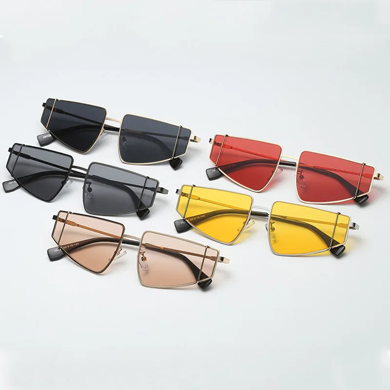 

Women Fashion 2021 Sunglasses Metal Frames Yellow Color Irregular Shape Square Sunglasses, Avalaible