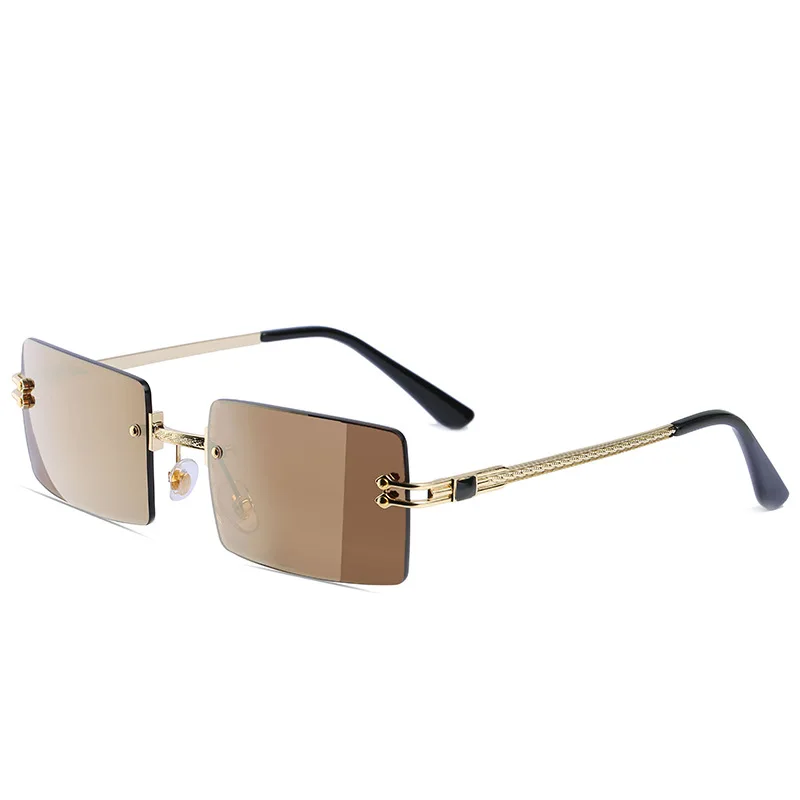 

2021 Fashion Luxury Women Diamond Cutting Frame Rimless Sunglasses Gradient Lens Rectangle Sunglasses