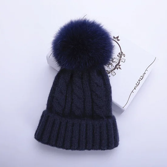 Autumn And Winter Fox Fur Ball Wool Hat 