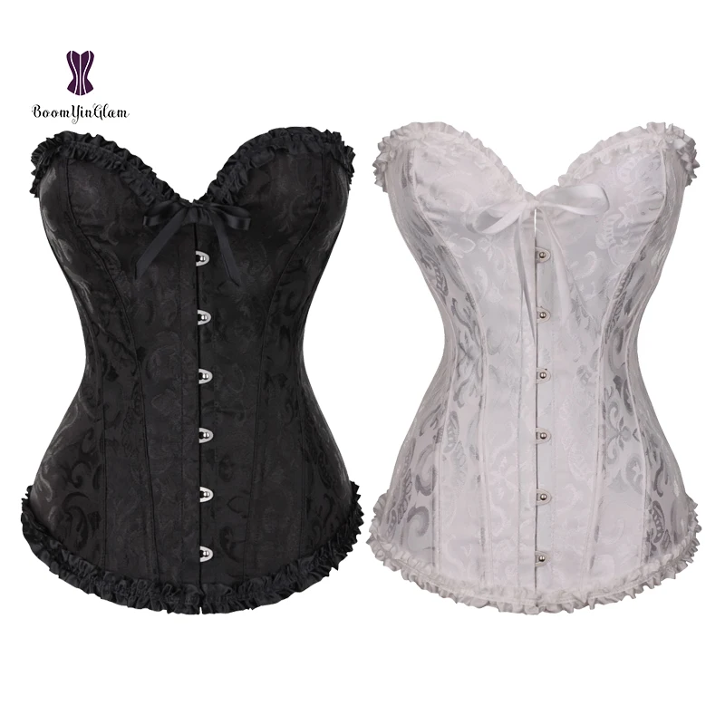 

Wholesale Price Steel Boned Plus Size 6XL Outfit Lace Up Solid Jacquard Floral corset waist trainer For Women, White,blue,green,red,black+red,beige,black