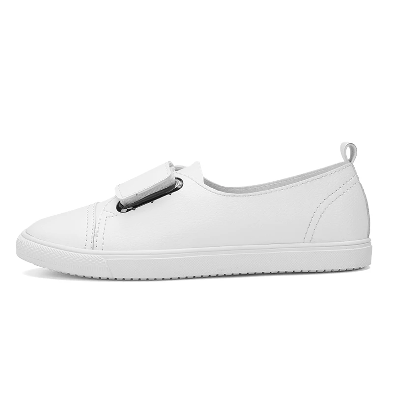 

2021 autumn hot-selling slip-on leather women flat casual shoes, Black,white