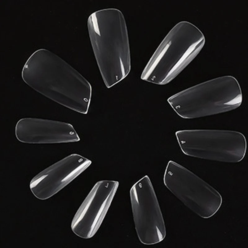 

Oblique Shaped Artificial Natural Transparent Milky White Clear Nail Tips Extension Full Coverage Nail Tips, 2 colors