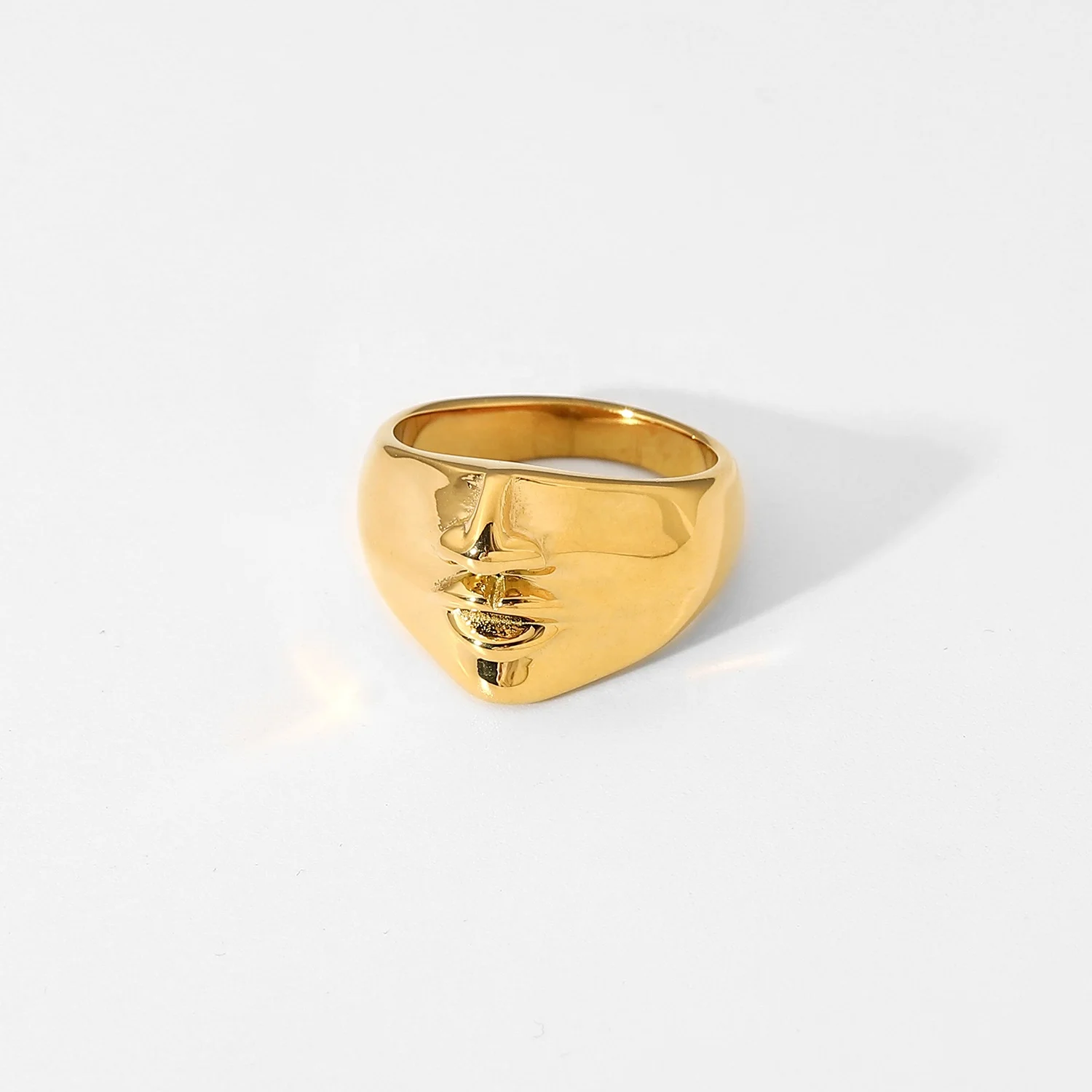 

World new trend 18K gold plated stainless steel hip-hop culture hip hop face ring