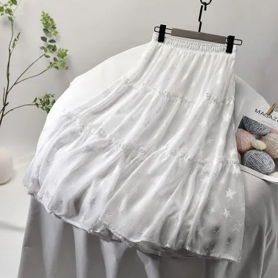 

B52675A Wholesale korea fashion lady fancy new a-line high waist long skirt