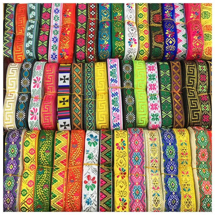 

Wholesale 2.5 cm 15 Colors Fancy Floral Ethnic Style Garment Jacquard Embroidery Lace Trim