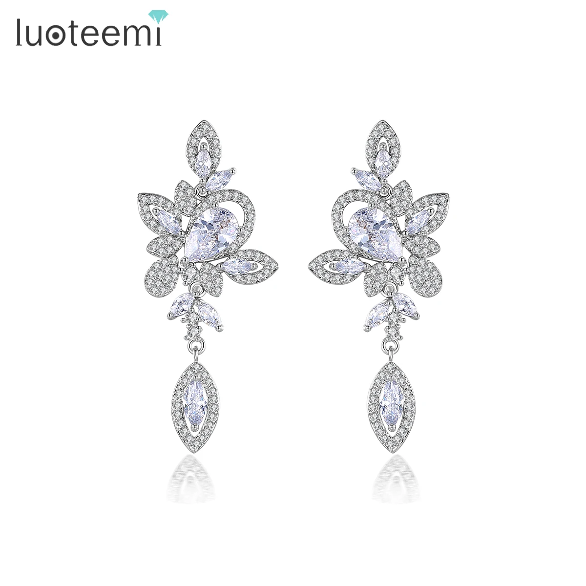 

LUOTEEMI Celebrity Japanese Style Dainty Dangling 2023 Trending Designer Wedding Bride CZ Rhinestone Luxury Diamond Earring