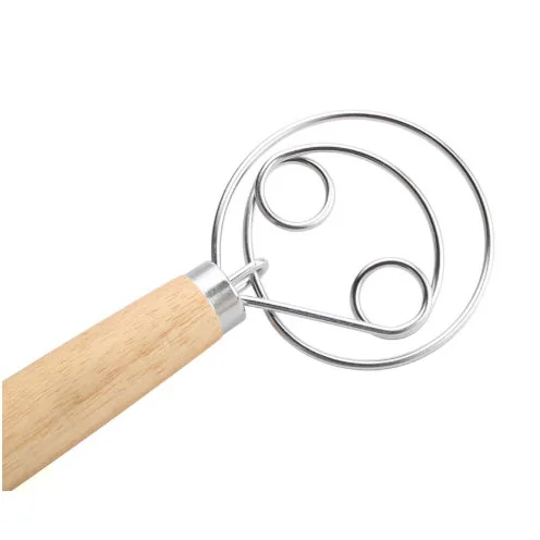 

Premium Wood Danish Dough Whisk 13 Inch 304 Stainless Steel Danish Dough Whisk With Wooden Handle