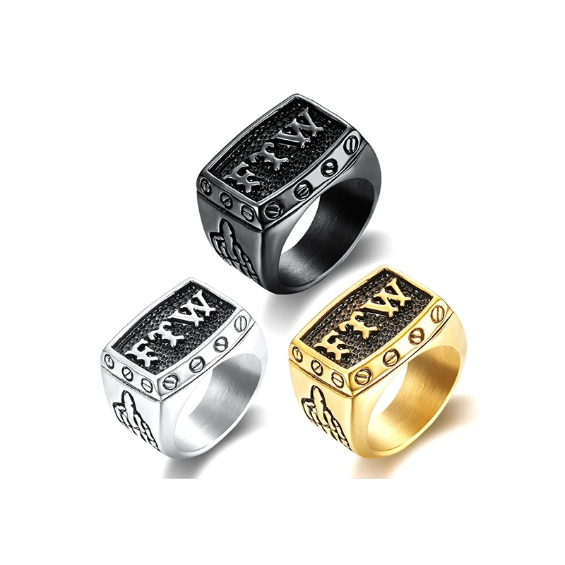 

custom Fashion Stainless Steel motorcycle jewelry FTW letter Biker Rings for Men