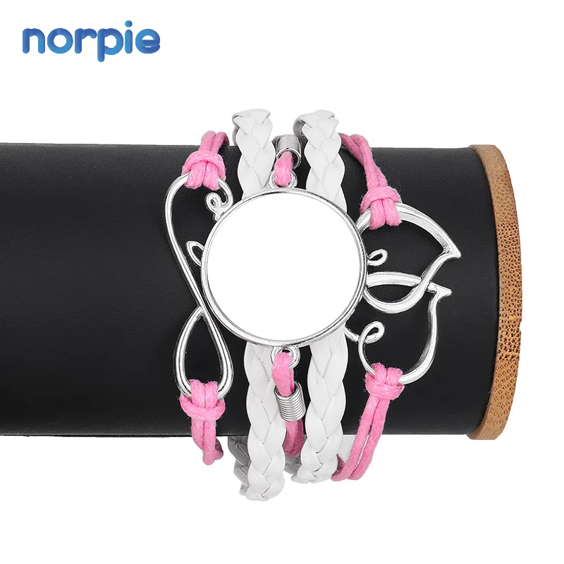 

Sublimation Blank Bracelet DIY Double Heart Multi-layer Woven Sublimation Bracelet Jewelry Bangles, Black