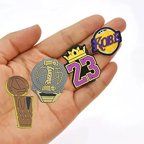 

25 Pcs Sports Basketball Shoe Charms for Croc Shoes Wristband Bracelet Shoe Decoration Charms for Kids Teens Women and Men, Customized color