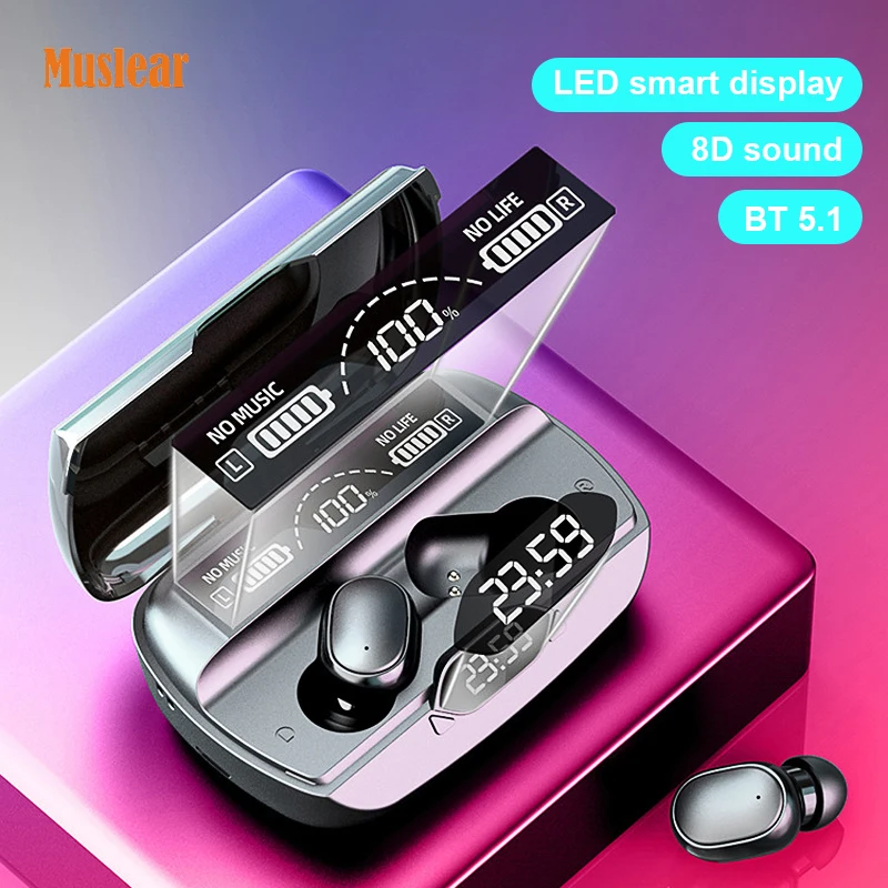 

2000mah Charging Box Led Digtal Display Hifi Stereo Earbuds Headphone Headset 8d Noise Cancelling Gaming TWS Wireless Earphones, Black/white/red/jewelry blue